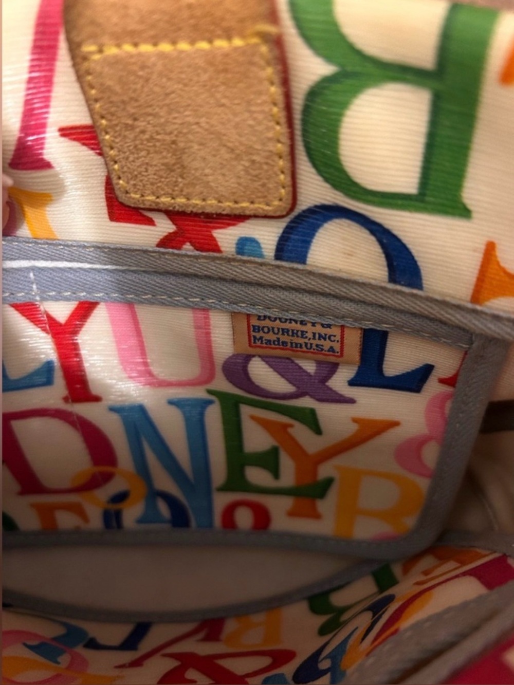 Dooney & Bourke Vintage USA Retro Grafica Rainbow Logo Monogram Satchel - Picture 7 of 9